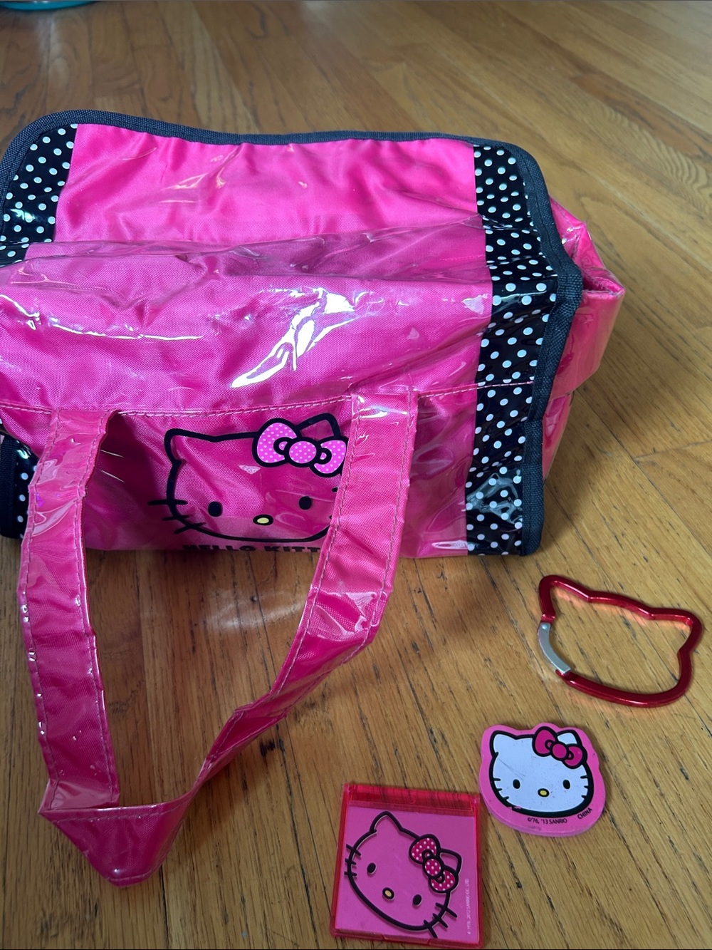 Hello Kitty Hot Pink Tote with Black Polka Dot Trim
